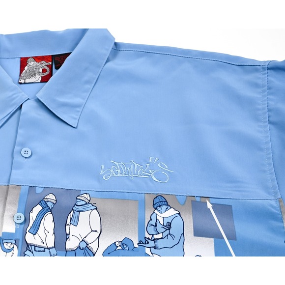 VTG Southpole Shirt Men's XXL Blue Hip Hop Baggy Streetwear Y2K Skater Anime - Picture 8 of 9